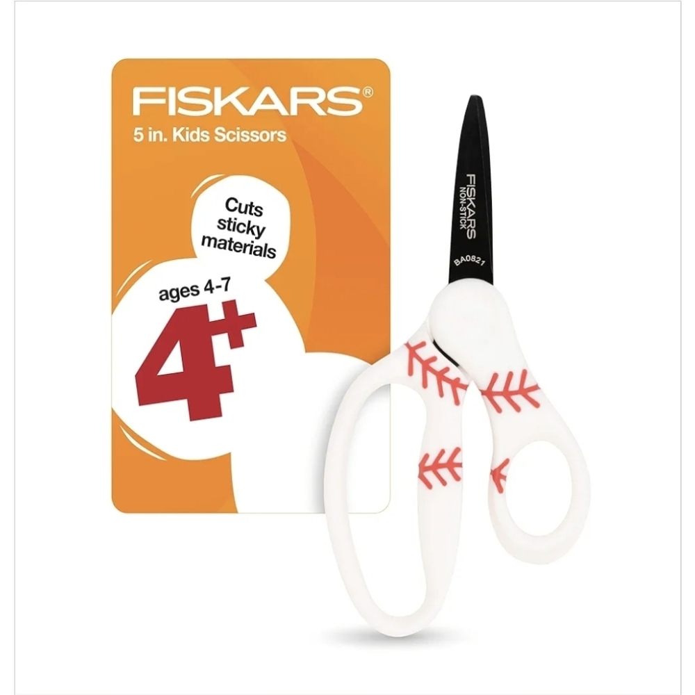 BASEBALL SAFETY EDGE  SCISSORS by FISKARS AGE 4+  BASE BALL PLAYER CRAFT NWT NEW